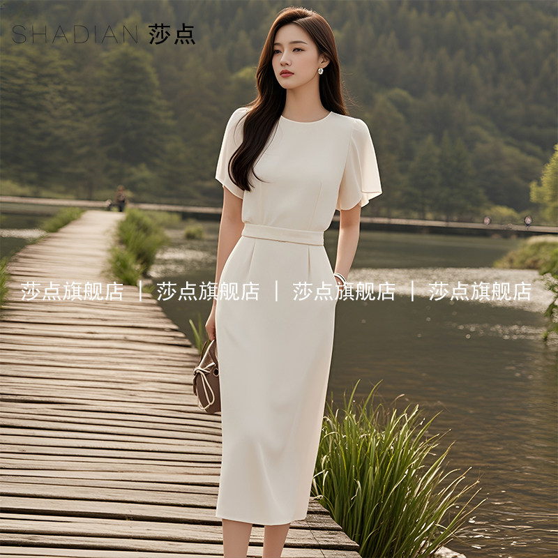 雪纺白色连衣裙女夏薄纱裙子