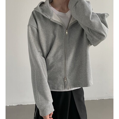 双头拉链薄款卫衣男连帽开衫外套