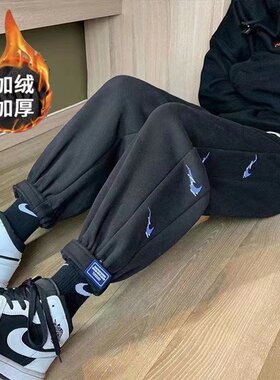 春秋新款休闲裤男宽松韩版潮牌直筒束脚裤港风百搭印花篮球运动裤