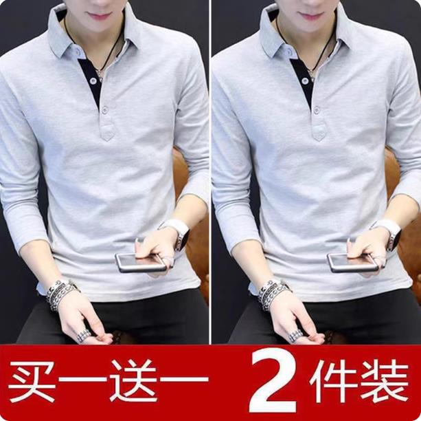 春秋季韩版潮流男士polo衫长袖T