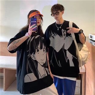不一样情侣装夏装t恤男短袖潮牌设计感小众ins超火网红半袖上衣服