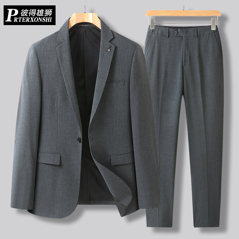 大码西服套装男士商务休闲职业正装外套加肥加大胖子新郎结婚西服