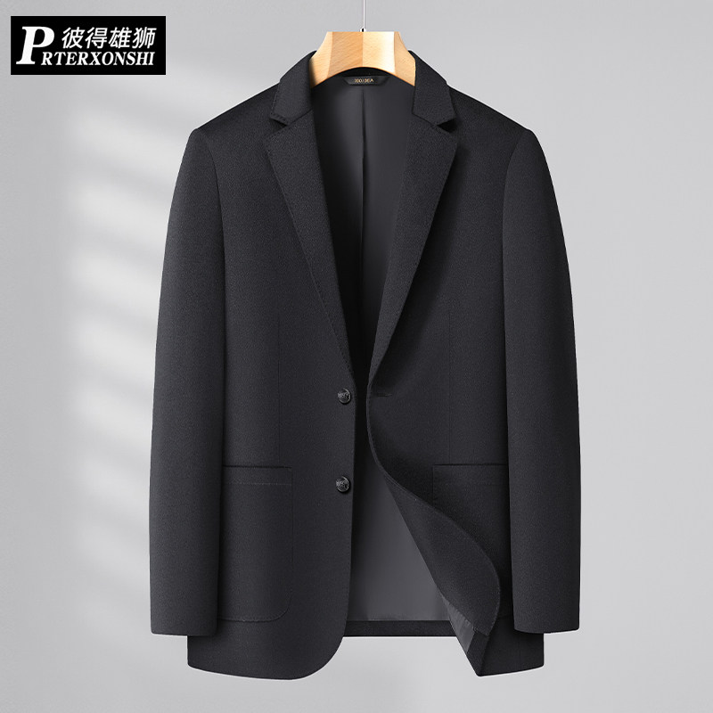 秋冬季男士羊毛西服外套加肥加大码商务休闲胖子西装加厚保暖男装