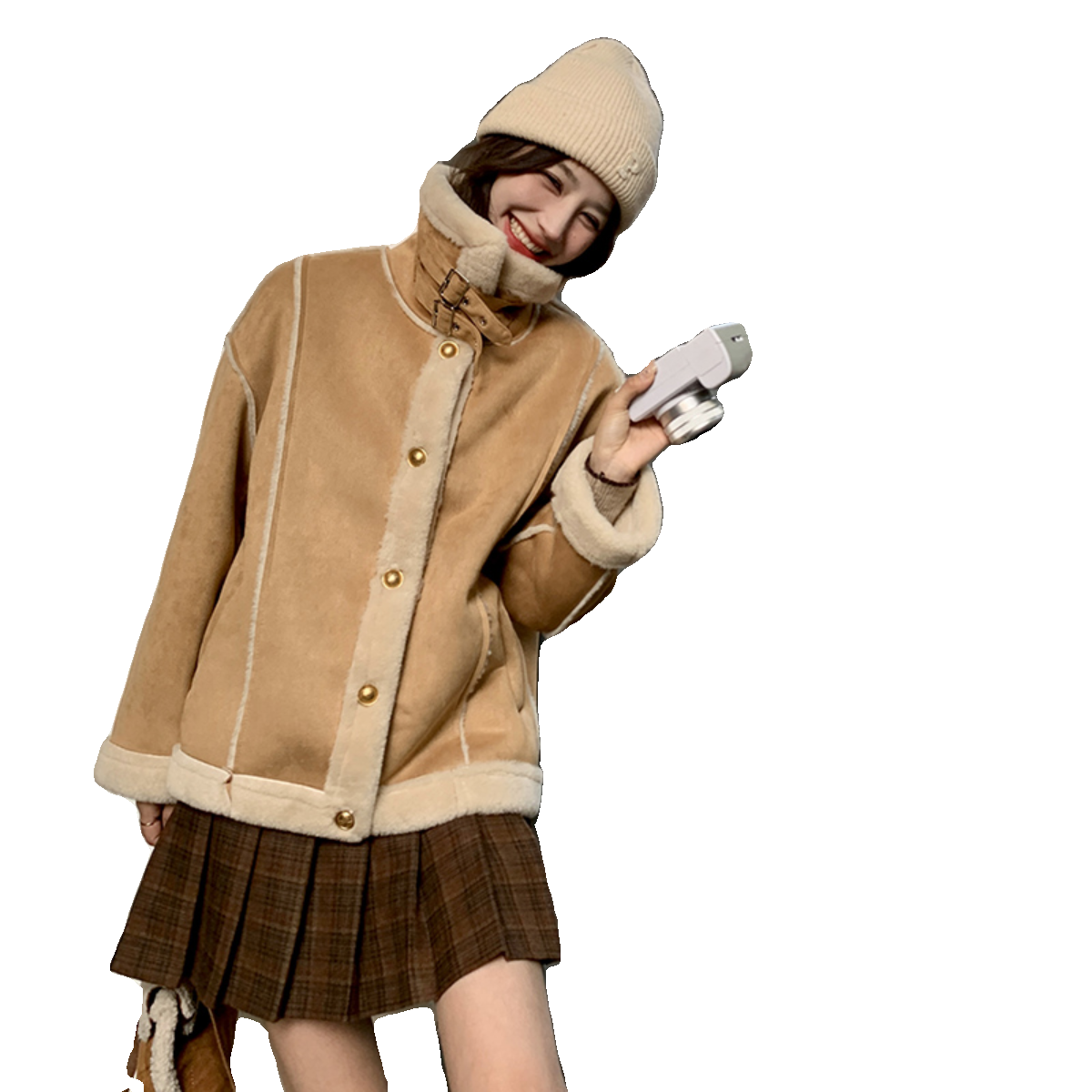 有买家秀现货皮毛一体2738330P175控258,女装短外套,浙宝273