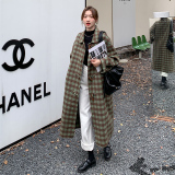 2022新款中长款格子木头扣呢大衣209P185控价288，女装毛呢外套，浙宝273