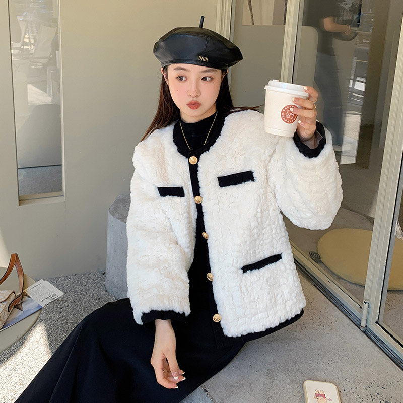 现货小香风皮毛一体超柔软羊羔毛273212P165控258,女装派克服,浙宝273