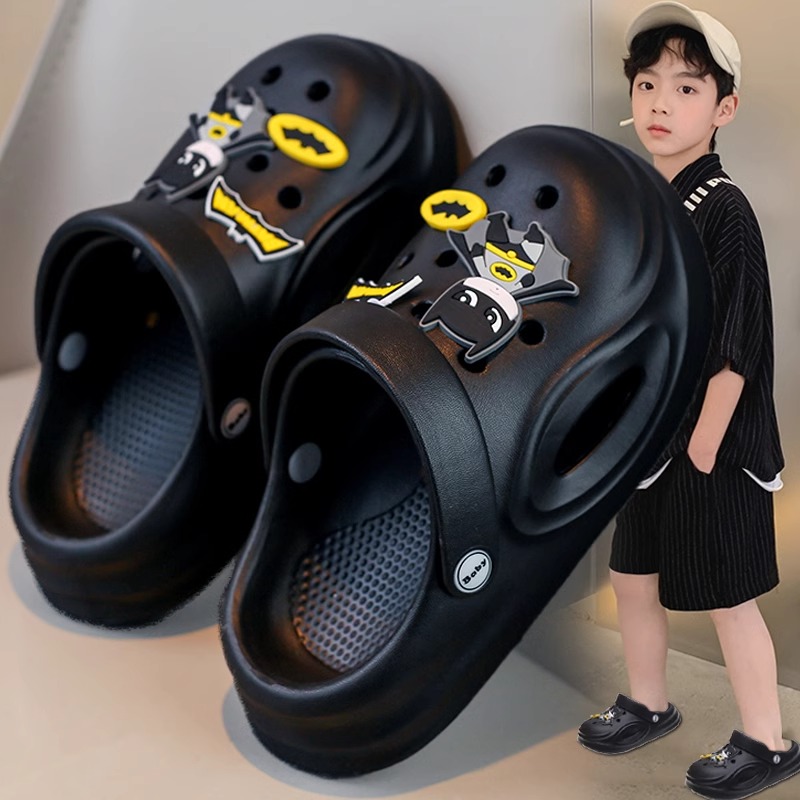 儿童拖鞋男童2025夏季新款男孩洞洞鞋中大童室内耐脏沙滩包头凉鞋