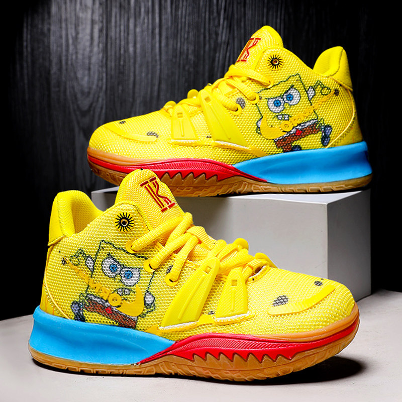 海绵宝宝男童鞋运动鞋2024夏季新款训练儿童篮球鞋跑步软底中大童