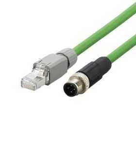 兼容IFM E12283连接电缆以太网电缆D-coded M12插头/RJ45插头