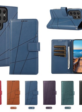 适用samsung s2425ultra case leather phone cover皮套三星S22+手机壳s23 a54 a14 a34翻盖保护套a73防摔a72