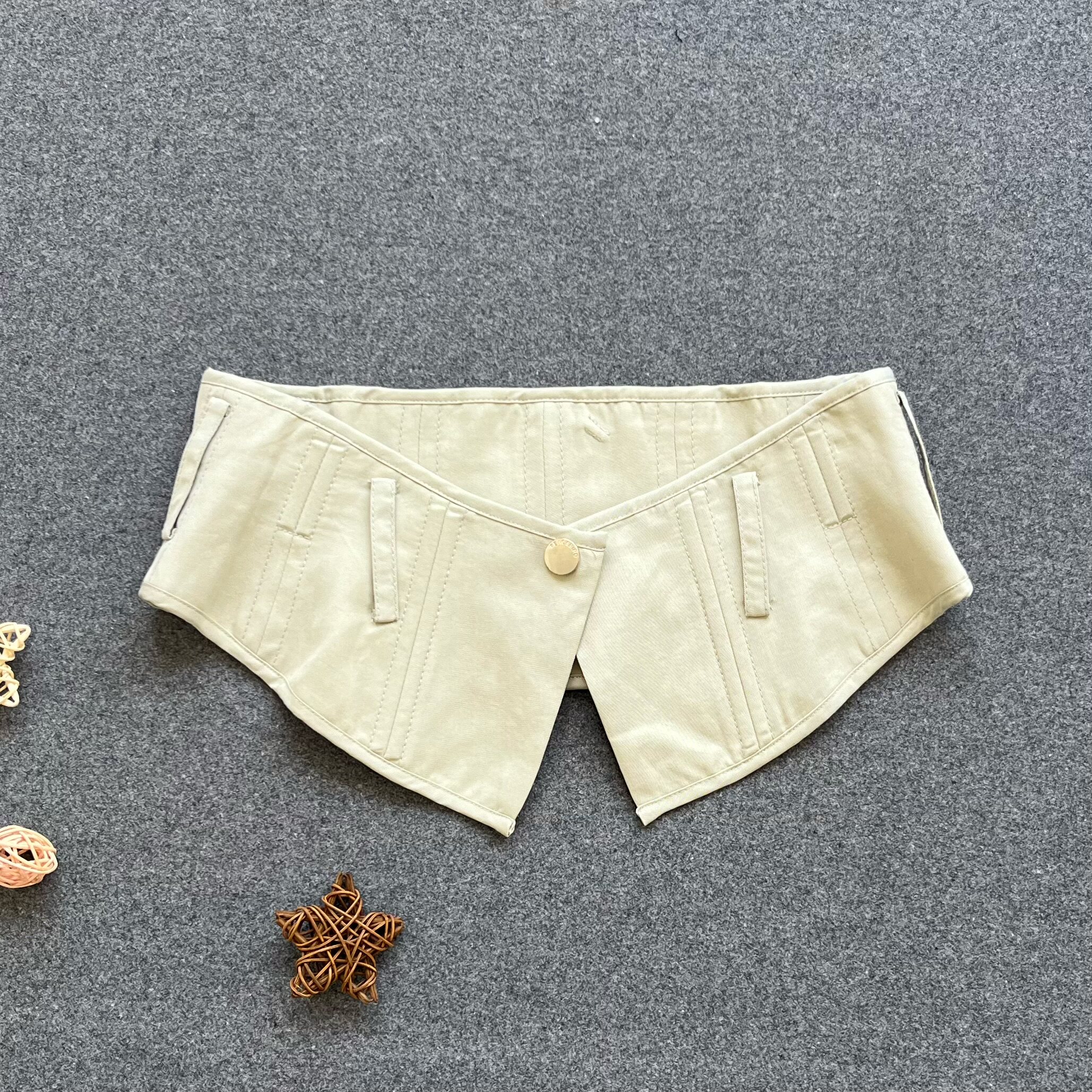 女士高级感不规则一粒扣腰间装饰 设计感时尚个性宽腰带 衣服装饰