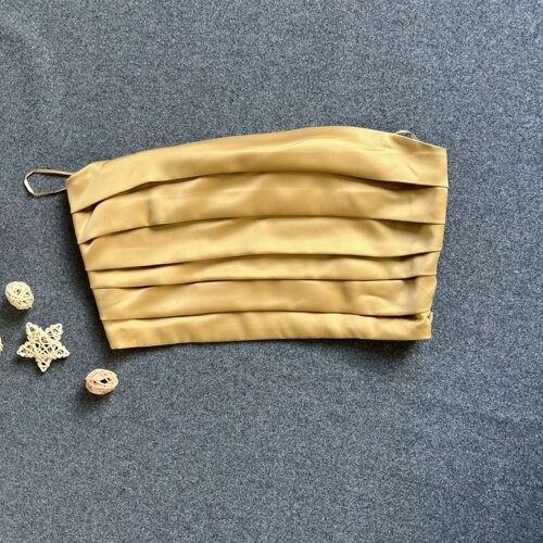 轻熟通勤褶皱侧拉链修身抹胸