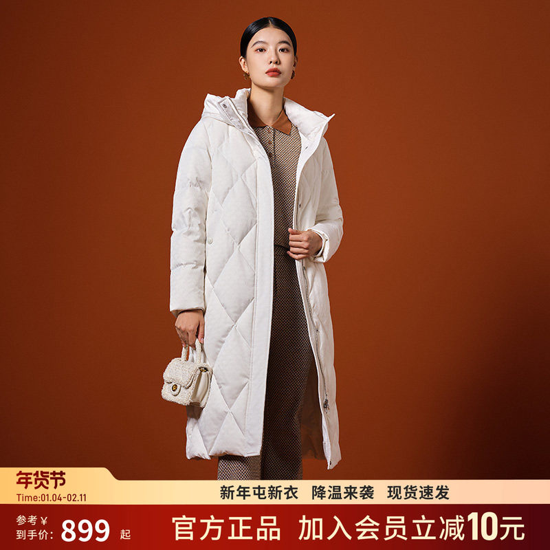 坦博尔新款鹅绒羽绒服女连帽长款过膝保暖加厚外套冬TB232866,女装/女士精品,羽绒服,淘宝优惠券,粉丝福利购,淘宝优惠卷
