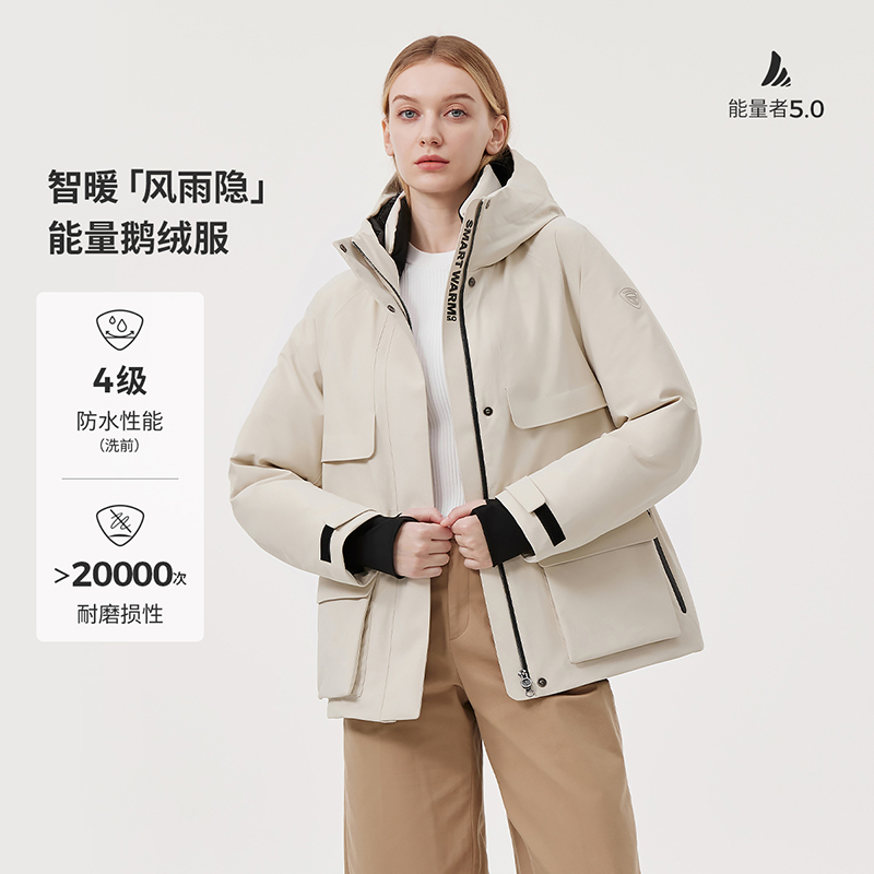 【露露专享】坦博尔冬新款羽绒服女鹅绒蓄热收腰派克加厚外套冬