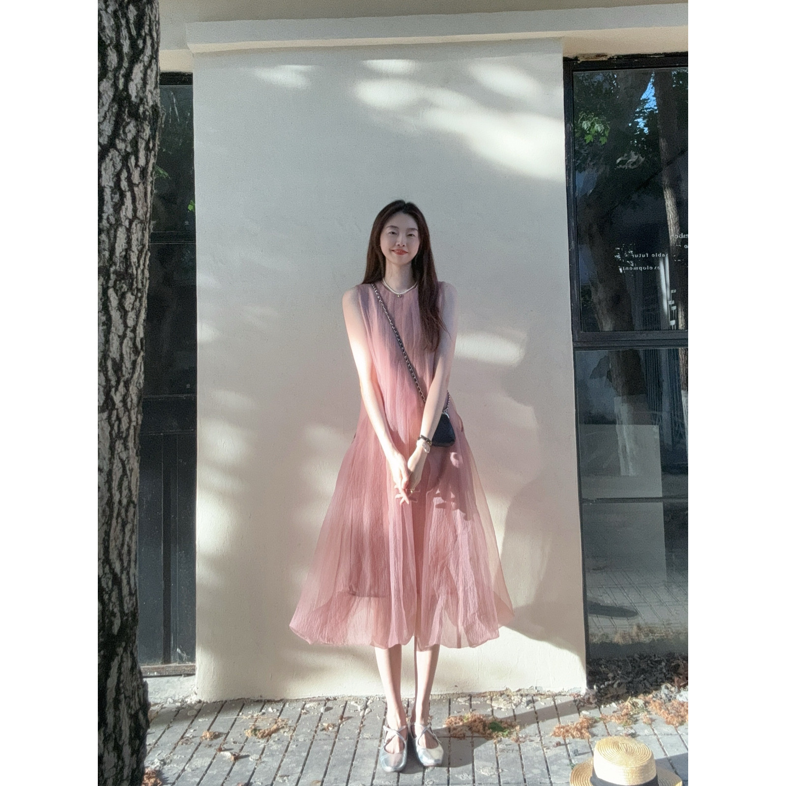 DARA ROSE-爆款仙气满满欧根纱无袖显瘦法式复古仙女连衣裙S5657