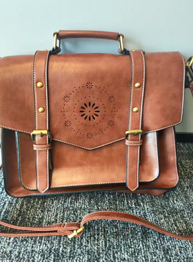 女包ECOSUSI爆款镂空花纹复古时尚公文包14寸