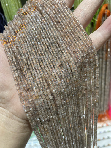 2.5mm天然水晶骨干多彩月光方糖散珠半成品