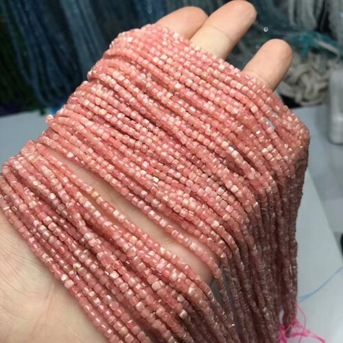 23MM天然水晶5A阿根廷红纹石方糖散珠半成品手链项链配件配珠饰品