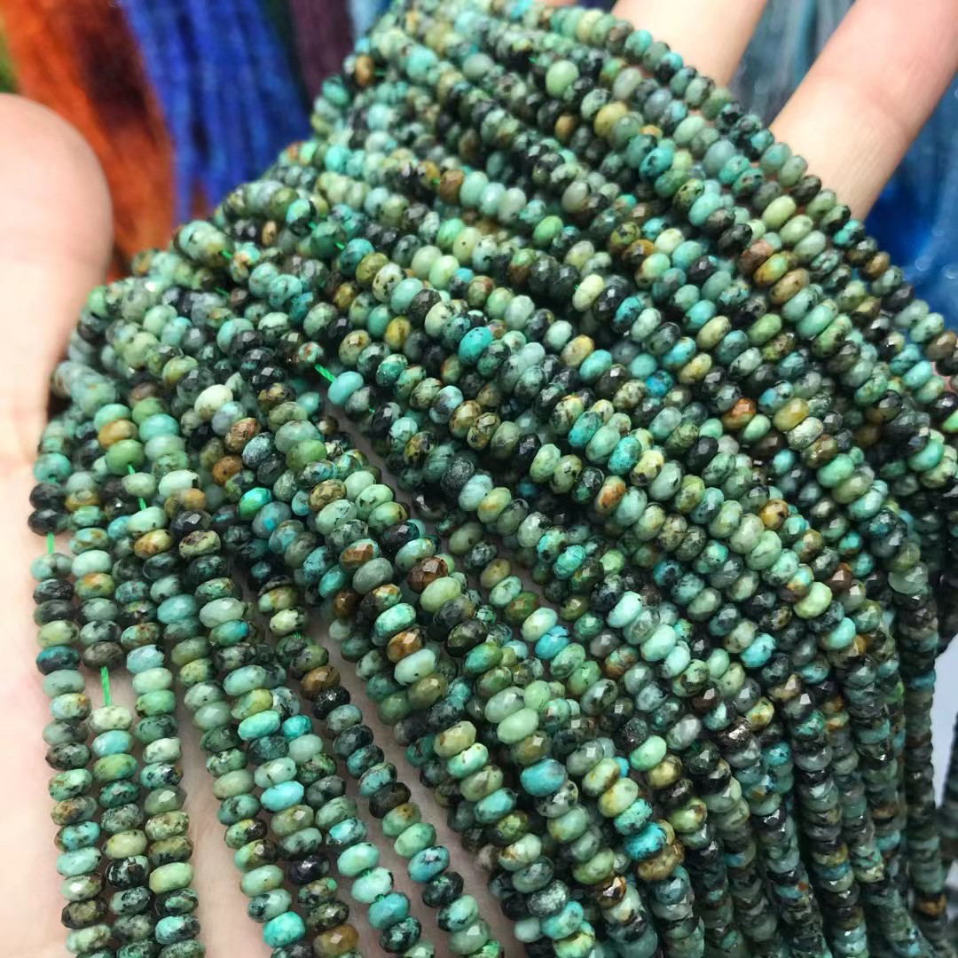2&times;4MM 非洲松石钻石刻面切面扁珠散珠半成品手链项链配件配珠