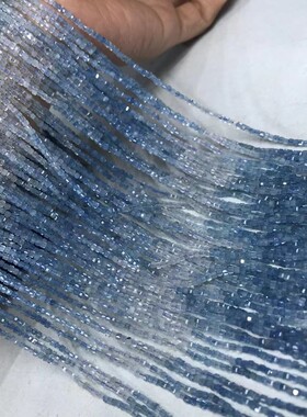 7A2MM天然水晶 透体渐变色海蓝宝方糖散珠半成品手链项链配件配珠
