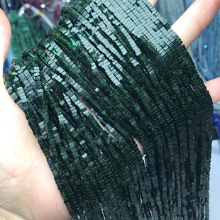 1.5*2MM 绿砂石四方片散珠半成品手链项链配件配珠饰品包邮