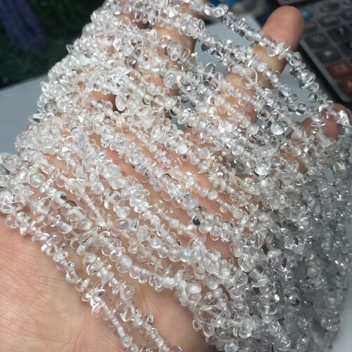4-5MM天然水晶 高品白水晶小碎石散珠半成品手链项链配件配珠饰品