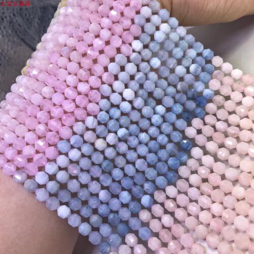 天然渐变摩根石 卫星钻石面灯笼珠 切面刻面散珠 切角半成品珠