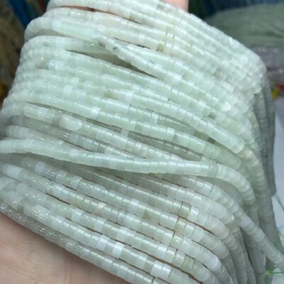 2*4MM天然水晶 岫玉直切扣片海西片管珠散珠半成品手链项链配件