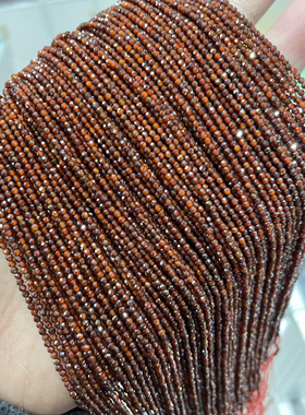 2MM 深色橙红色锆石刻面切面散珠半成品手链项链配件配珠饰品