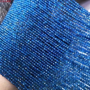 天然水晶 墨蓝磷灰刻面磷辉石散珠半成品水晶手链脚链项链配珠