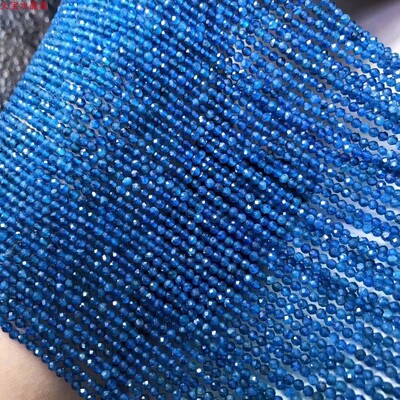 天然水晶 墨蓝磷灰刻面磷辉石散珠半成品水晶手链脚链项链配珠