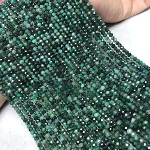 天然水晶 祖母绿色绿宝石切面刻面盘珠散珠 硬抛切角扁珠半成品
