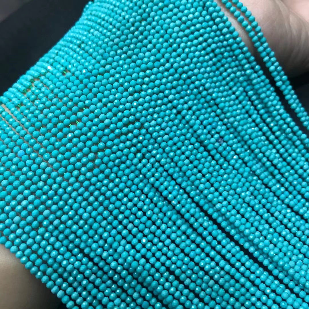 2MM 3MM绿松尖晶切面刻面散珠 硬抛足球面手链项链半成品配珠饰品