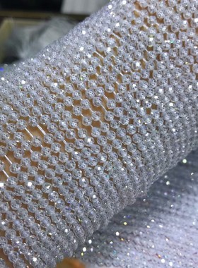 天然水晶 2MM 3MM 4MM 白色锆石切面刻面散珠 硬抛足球面半成品珠