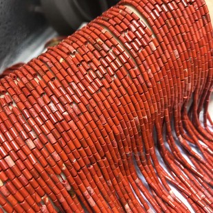 配珠 天然水晶 红石小管珠半成品珠 战国红直管珠散珠 隔珠 2x4MM