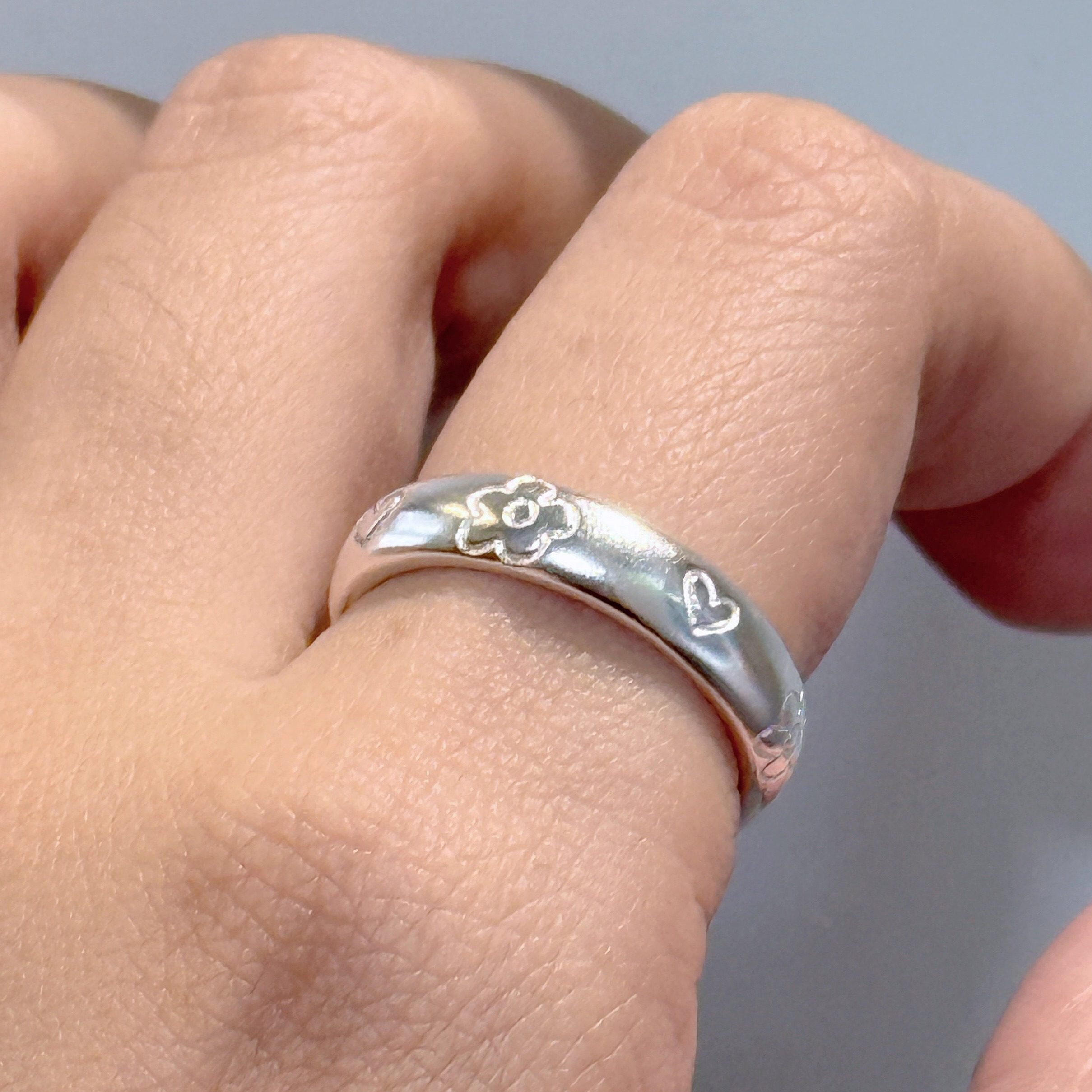 GOODJEWELRY《涂鸦花花戒指》925银戒指可刻字定制小众春夏叠戴