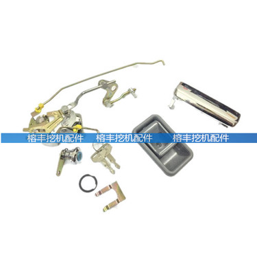 挖掘机配件 神钢SK60/120/200-5.5驾驶室车门锁总成内外拉手锁块