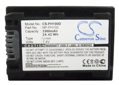 CameronSino适用索尼 DCR-DVD908E相机电池NP-FH100   3300mAh