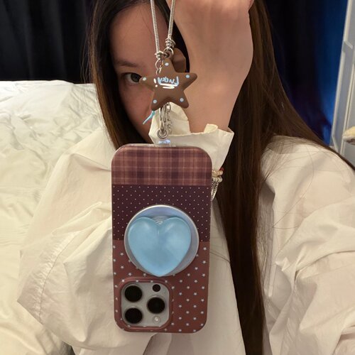 磁吸爱心支架链条适用18romax手机壳16女16pro 17promax韩15女17Pro小众15Pro