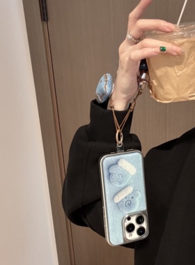 ins韩系暖冬蓝色可爱牛仔凯蒂适用苹果14Promax手机壳16女16pro苹果17promax韩15苹果17