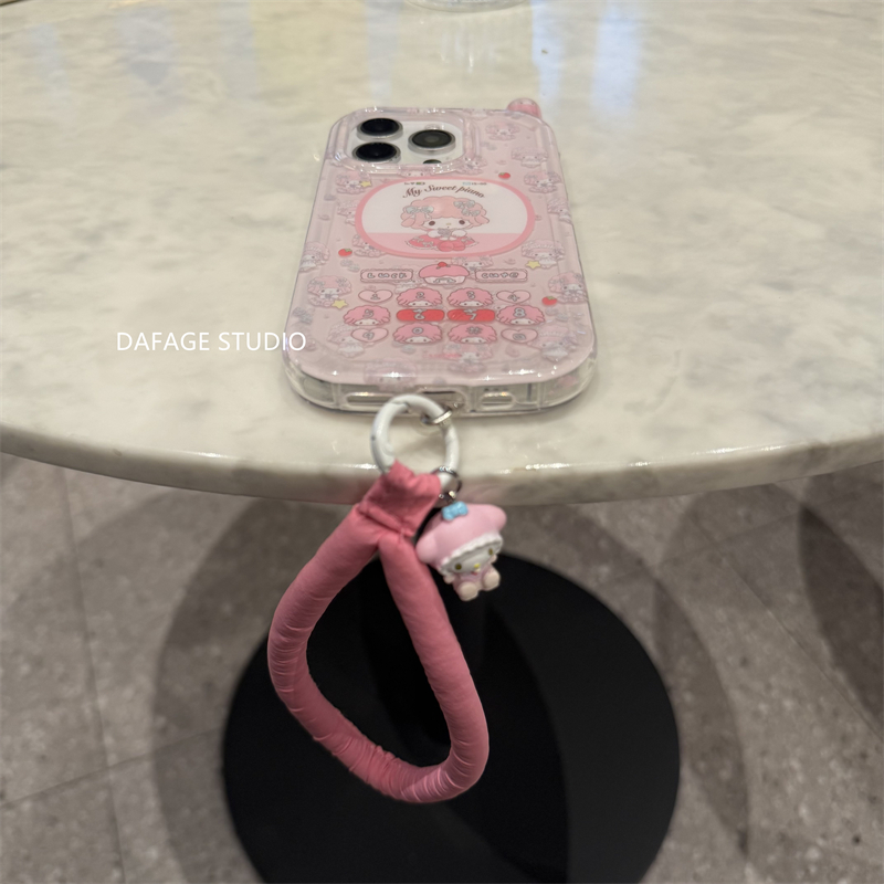 ins可爱粉色卡通大哥大bb机链条适用苹果14Promax手机壳16女13pro苹果15promax韩15