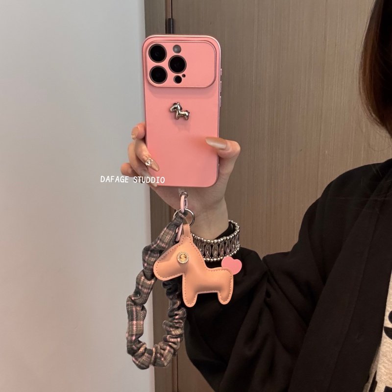 ins皮粉金属小马招财链条适用苹果14Promax手机壳17女16pro苹果17promax韩15\13,3C数码配件,手机保护套/壳,淘宝优惠券,粉丝福利购,淘宝优惠卷