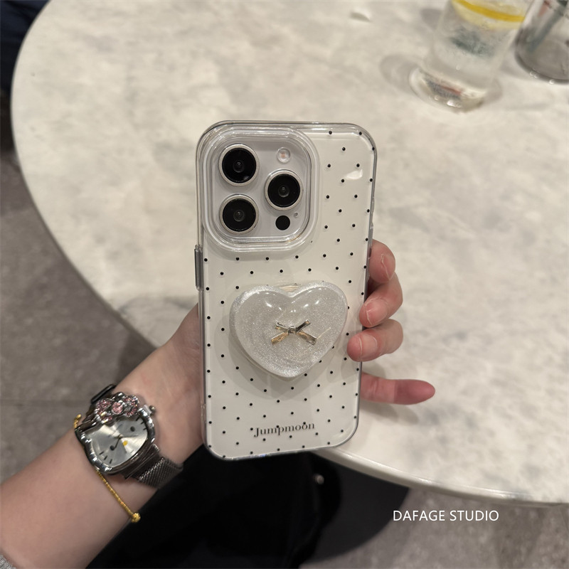 ins波点纯欲风爱心支架适用苹果14Promax手机壳16女13pro苹果15promax韩17promax
