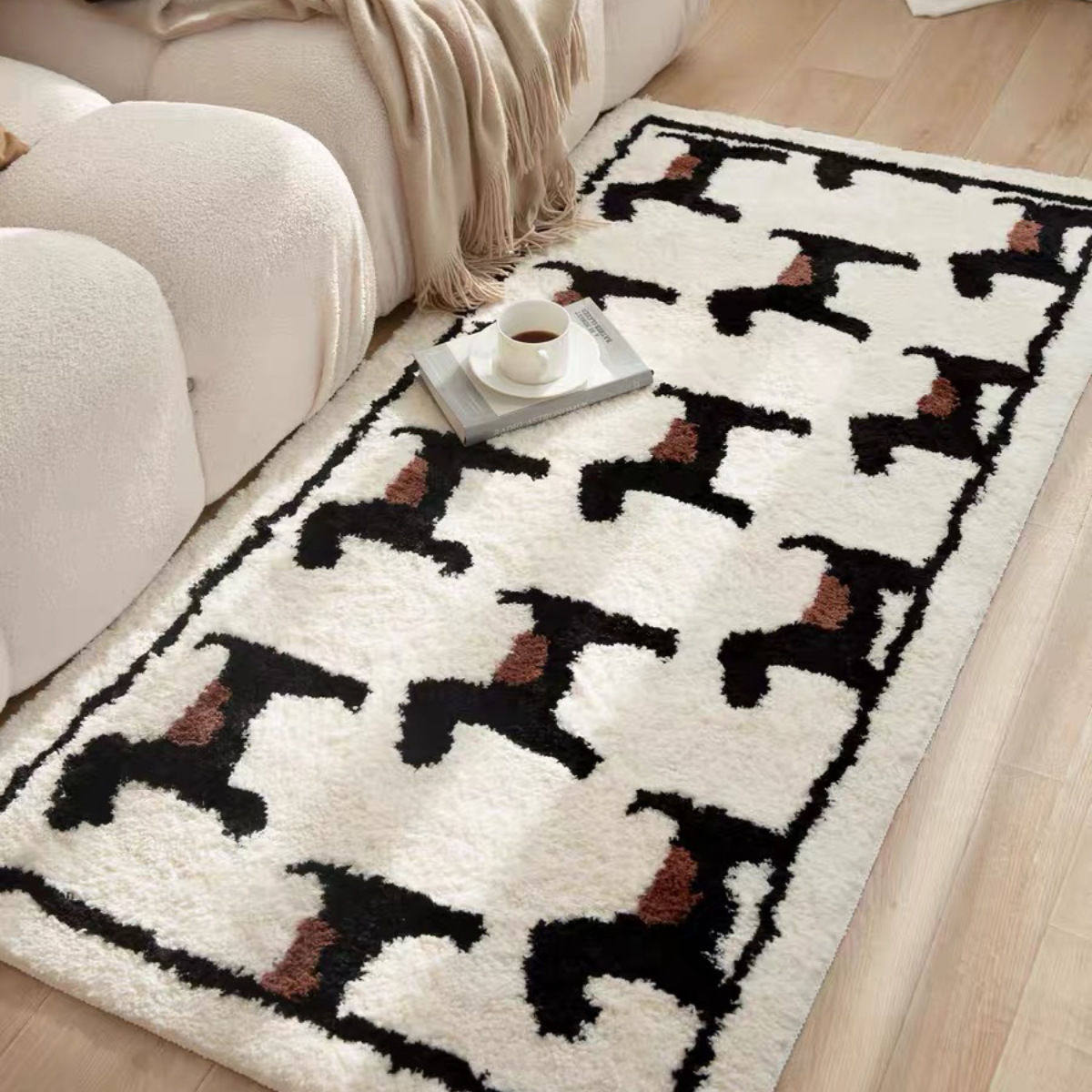 法式植绒地毯中古长条床边毯柔软客厅沙发脚垫防滑加厚书房镜前毯,居家布艺,地毯,淘宝优惠券,粉丝福利购,淘宝优惠卷