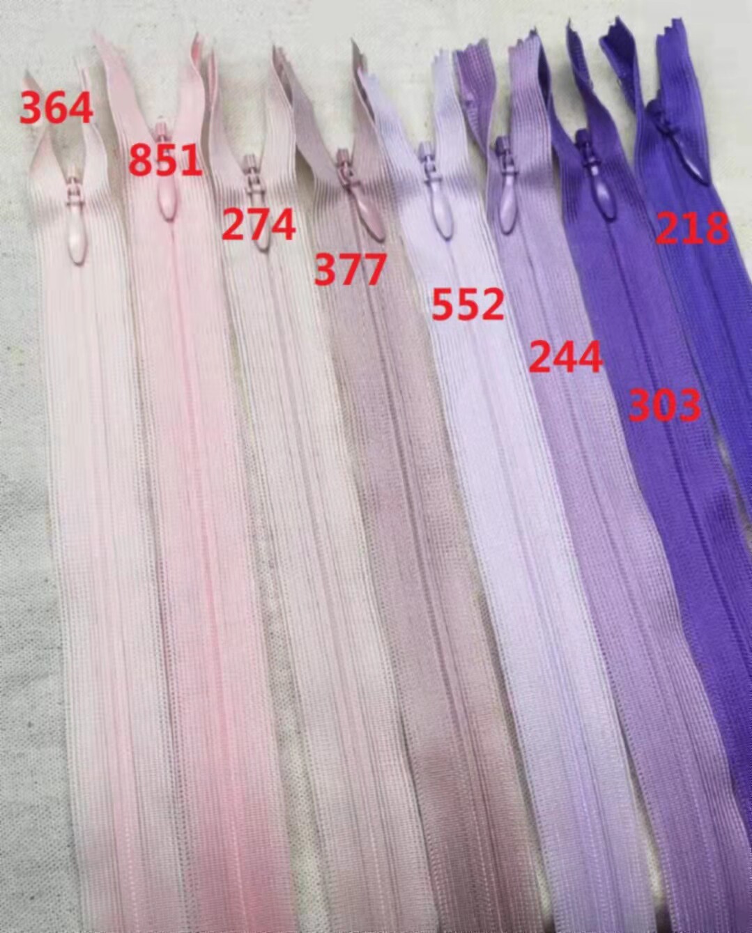 正品YKK拉链2号丝边隐形闭口 紫色系30-60cm高档服饰