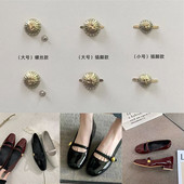 扣女鞋 饰鞋 鞋 面爪扣配饰古金色可拆卸鞋 饰扣 浅跟鞋 面装 侧面金属装