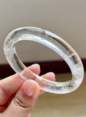 新品上架天然白水晶手镯女款正圆圈口女士58.8mm