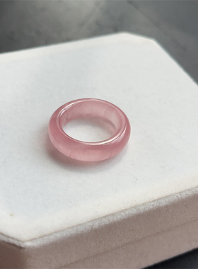 新品尝鲜 天然粉晶冰粉马粉素圈戒指指环 适合女 未镶嵌 民族风