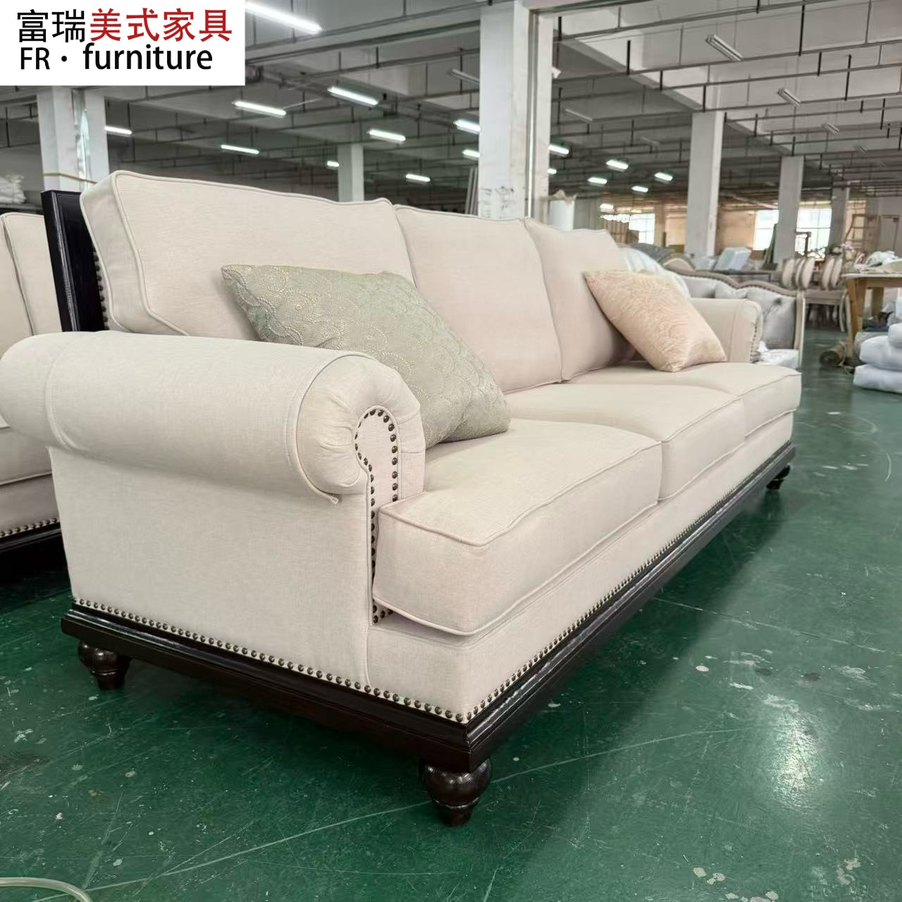 北美之家查尔斯顿麻布艺双人三人位单人沙发美式现代厅客厅家具