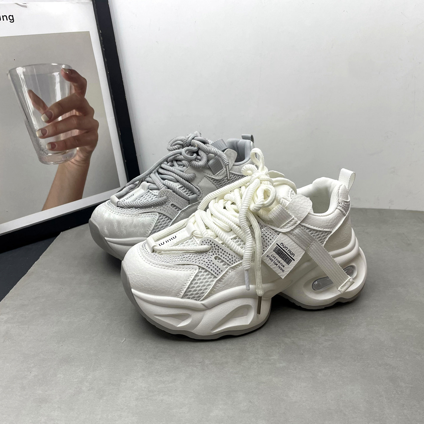 工厂处理女鞋2026春季新款圆头深口系带松糕厚底韩版老爹鞋运动鞋,女鞋,深口单鞋,淘宝优惠券,粉丝福利购,淘宝优惠卷